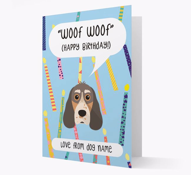 Personalized 'Woof Woof' Birthday Card with {breedFullName} Icon